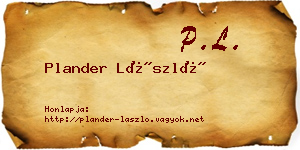 Plander László névjegykártya